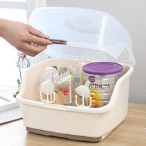 Baby bottle storage box with lid dustproof baby supplies tableware drain and drying rack out-of-door storage box