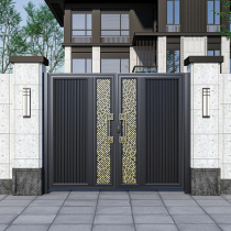 Aluminum alloy villa courtyard gate double door customization rural modern simple style electric double door iron customization