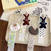 Korean version of cute soft rabbit and kitten hairpin storage with cartoon floral lace wall hanging with childrens room decoration