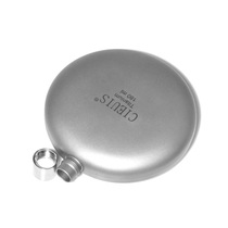 Pure titanium wine pot portable white outdoor pot round wine glass mini stainless steel portable EDC convenient portable flat set