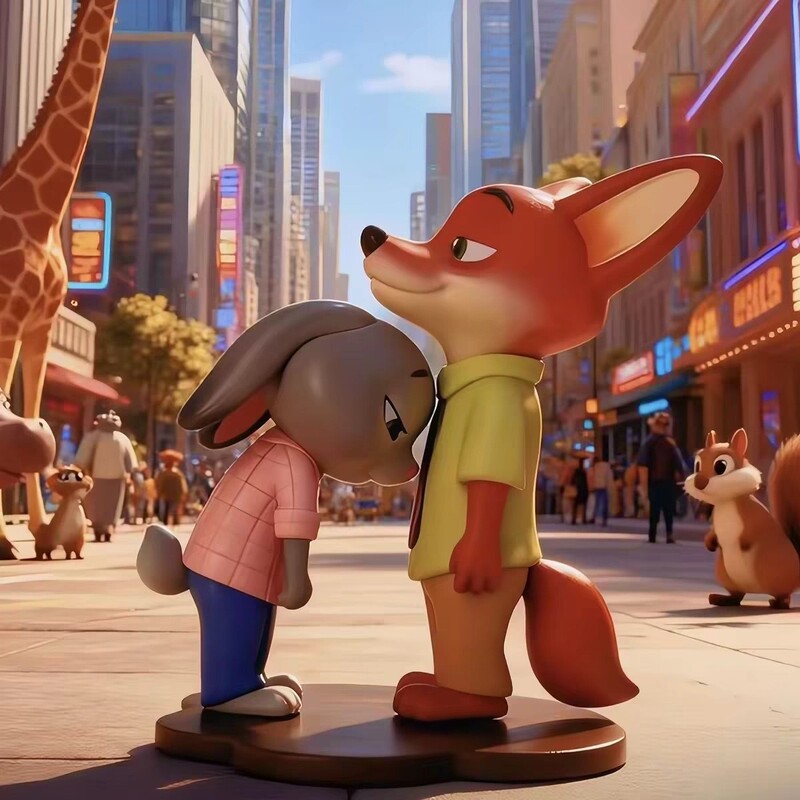 Zootopia Car Desktop Perfect Pair [Come Hug Me] Judy and Nick Desktop Center Console Ornaments