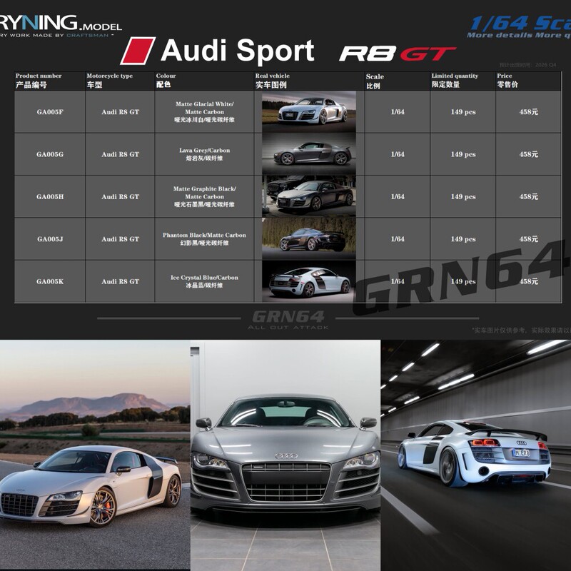 Gryning Grn 1:64 Audi Audi R8 Gt Resin Car Model Collection Gryning Grn 1:64 Audi Audi R8 Gt Resin Car Model Collection