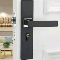New black indoor door lock bedroom door lock silent room door lock household one-piece lock matching hinge door
