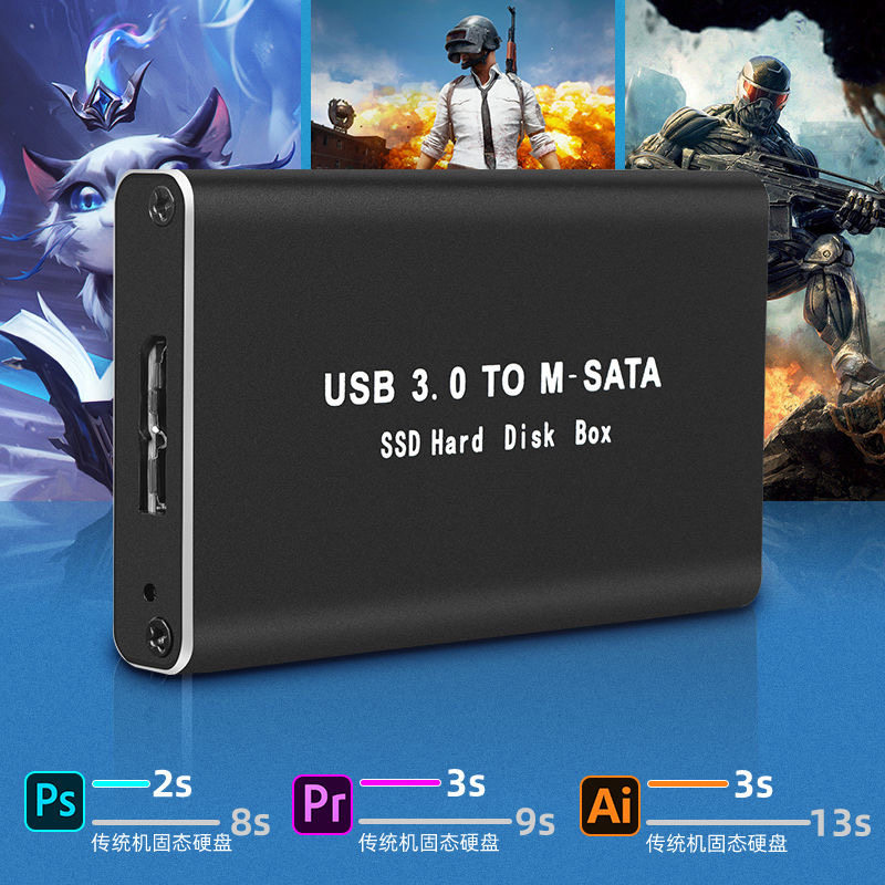Msata to Usb3.0 Aluminum Alloy Mobile Hard Drive Box Ssd Solid-State Conversion External External Reading Adapter Box