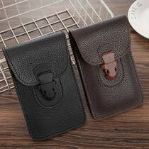 Pu imitation leather multifunctional waist bag mens belt mobile phone bag 7 inches can hold cigarettes wear-resistant ultra-thin construction site bag