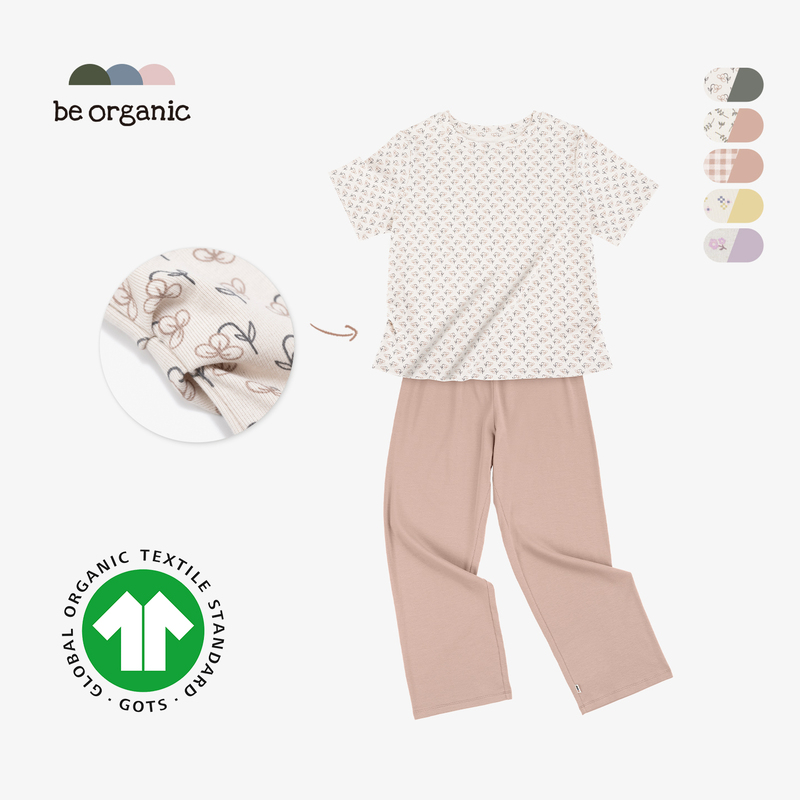 Be Organic【Women's Homewear Set】Gots Organic Cotton Adult Loose and Comfortable Casual Pajamas