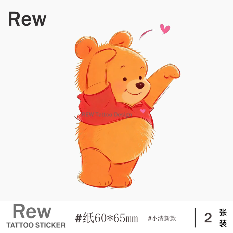 Rew Winnie the Pooh's Love/Crayon Color Tattoo Stickers Waterproof Long-Lasting Semi-Permanent Stickers for Women Disney
