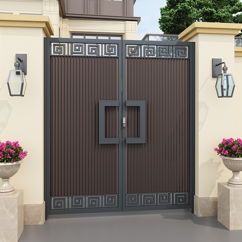 Iron Courtyard Door Louver Aluminum Alloy Villa Outdoor Door Simple Country Entry Single and Double Open Iron Door