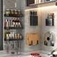 Black kitchen shelf wall-mounted punch-free household space aluminum multi-function storage knife holder seasoning rack