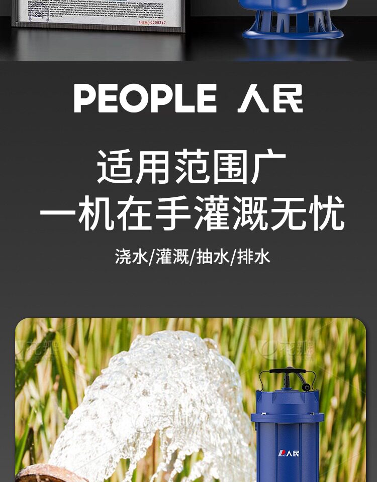 People's Brushless Dc Submersible Pump Household Battery Pump 24V48V Large Flow Irrigation Sewage Farmland Water Pump