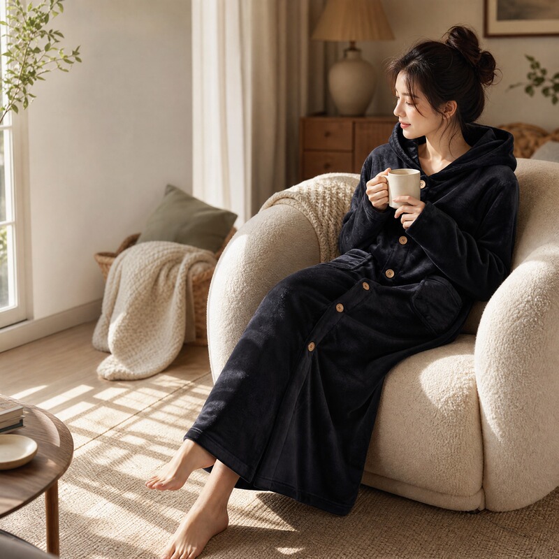 Large Size Men's Long Flannel Lace-Up Hooded Bathrobe, Spring and Autumn Thin Style, High-End Luxury Home Bathrobe Large Size Men's Long Flannel Lace-Up Hooded Bathrobe, Spring and Autumn Thin Style, High-End Luxury Home Bathrobe