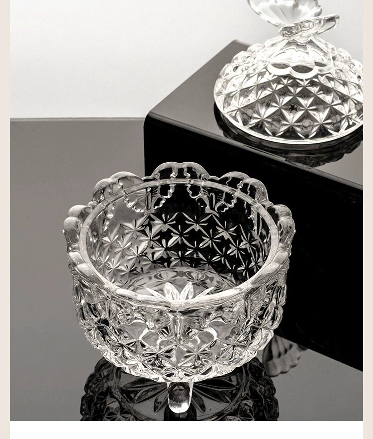 товар из китая bohemia捷克进口水晶玻璃蝴蝶咖啡糖缸 高档客厅蝴蝶摆件家用轻奢