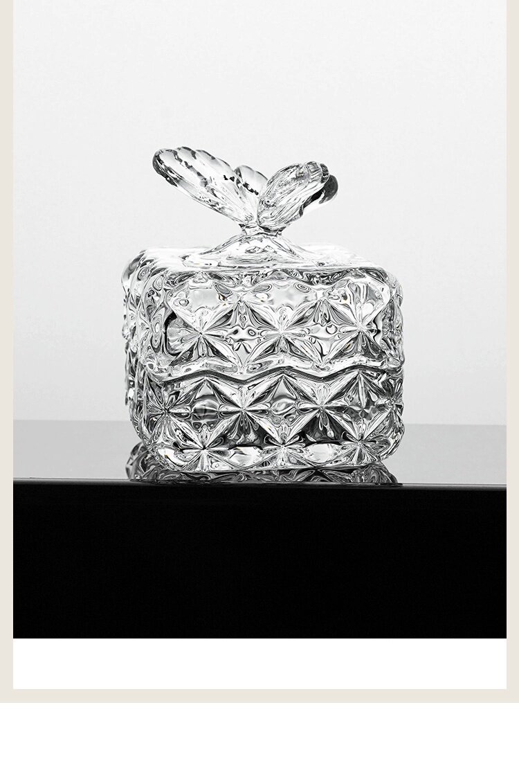 товар из китая bohemia捷克进口水晶玻璃蝴蝶咖啡糖缸 高档客厅蝴蝶摆件家用轻奢