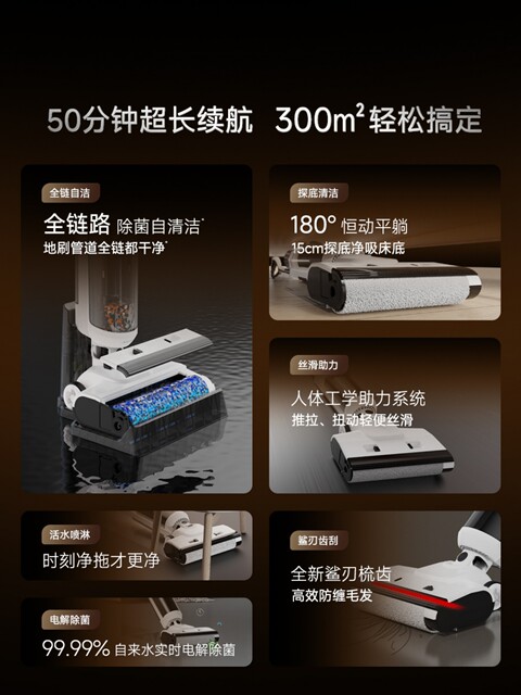 Floor washing machine, suction and mopping all-in-one robot, household vacuuming and sweeping, three-in-one lying flat wireless mop, intelligent self-cleaning