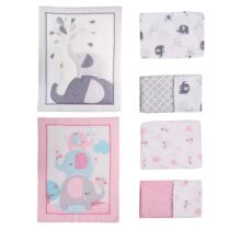 3Pcs Baby Bedding Set Elephants Theme Crib Bedding Set Inclu