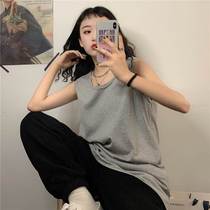 Fat mm bottoming shirt camisole womens new summer inner wear mid-length loose sleeveless t-shirt womens pure cotton top