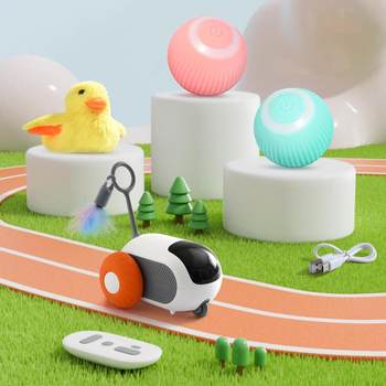 Cat self-happiness toy smart pet toy electric cat funny ball remote control running car tutu rolling ball funny cat stick
