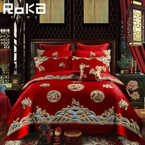 100-piece picture four-piece wedding red embroidery wedding ceremony new wedding room 100-piece bed sheet quilt cover six or eight sets