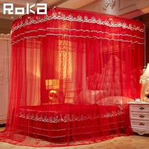 The scaling mosquito net new wedding marriage bed with its bright red curtains double household encryption thickened 1 5 m 1 8 x2 0 m2 2 bed