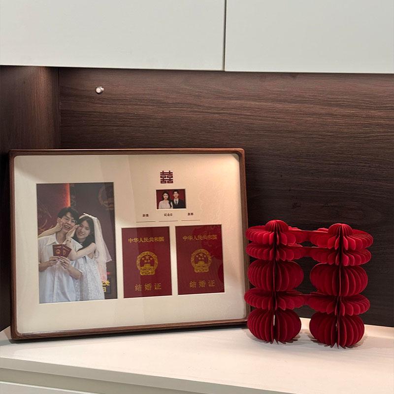 Wedding Certificate Photo Frame Display Stand, Certificate of Registration Document Collection, Desktop Ornament, Couple Anniversary Gift, High-End Feel