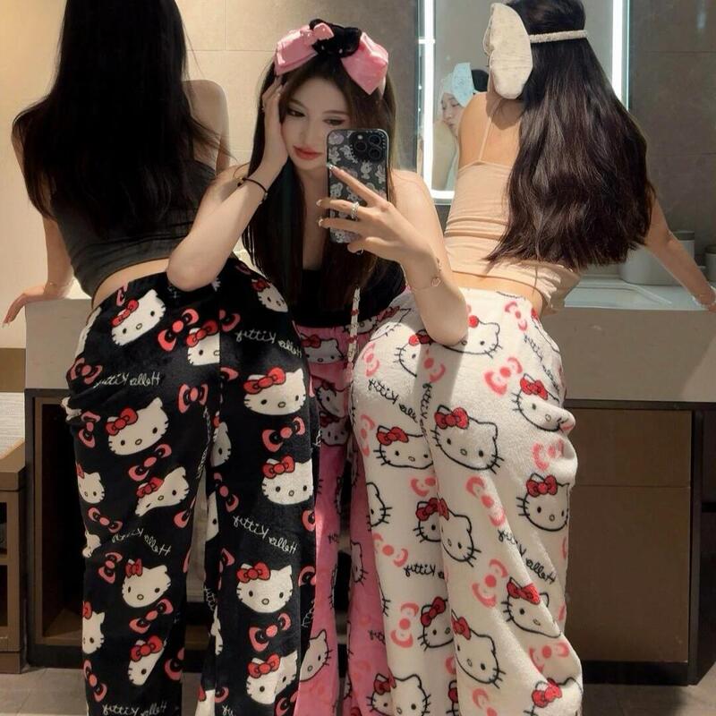 Hellokitty Pajama Pants Flannel Coral Velvet Warm and Thickeneded Casual Home Cute Cartoon 2024 New Style Hellokitty Pajama Pants Flannel Coral Velvet Warm and Thickeneded Casual Home Cute Cartoon 2024 New Style