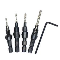 Woodworking hole opener set hexagonal screw tool countersunk drill bit countersunk drill taper hole drill drilling and reaming