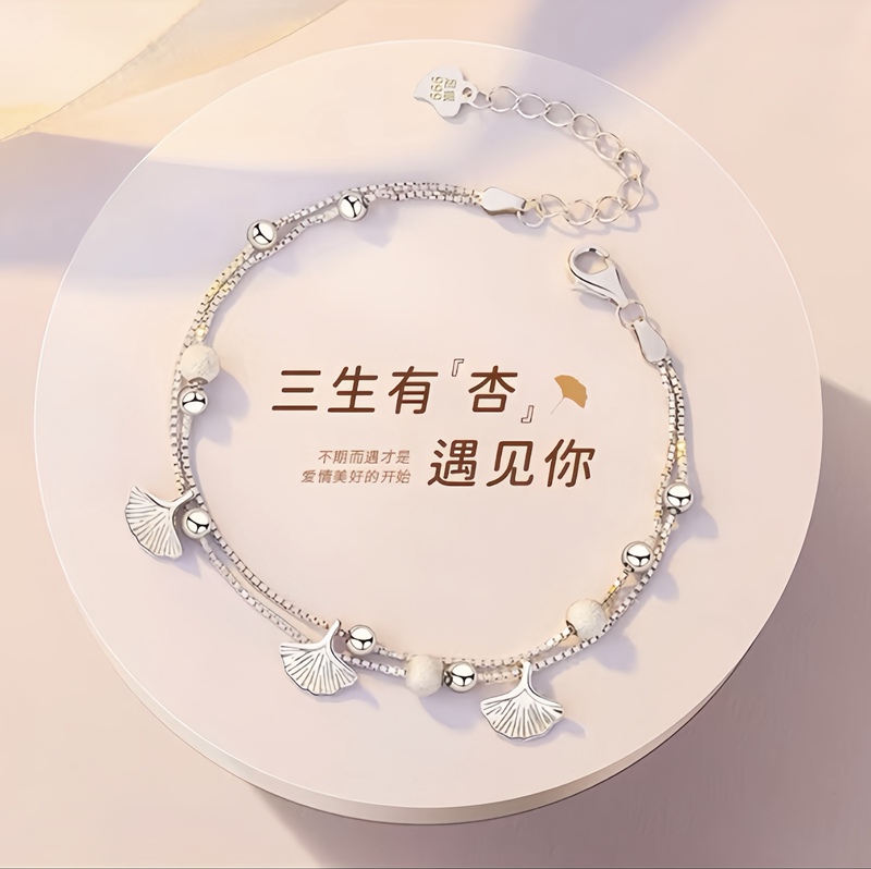 Three Lives of Happiness Silver Bracelet, Light Luxury, Exquisite and High-End, Practical Birthday Gift for Girlfriend, Best Friend, Sister, Women