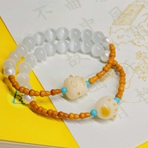 New Chinese style natural cats eye stone Bodhi charcoal roasted cat gourd olive core bracelet womens Buddhist beads Bodhi bracelet