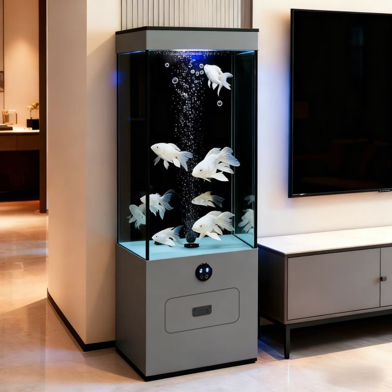 2026 New Model Vertical Aquarium Side Table Aquarium Home Living Room Wall-Mounted Fish Tank Integrated Floor-Standing Ultra-Clear Glass Goldfish Tank