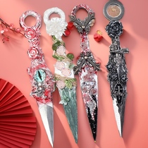 Kunai hand-made knife moon-loving rose finished product retro style high-looking utility knife handmade gift unboxing ornaments