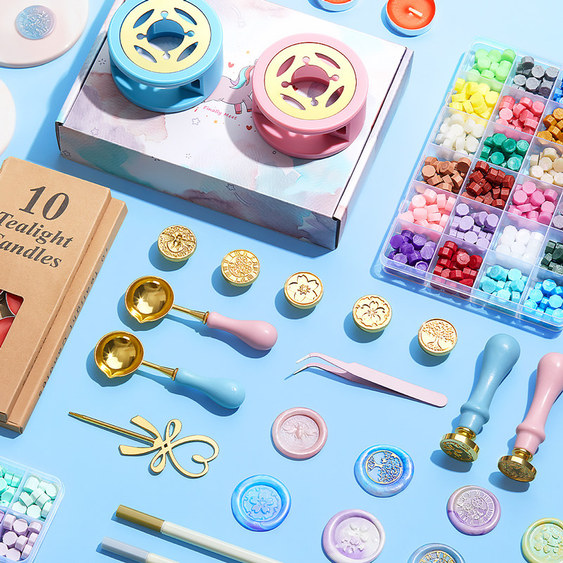 ワックスシールスタンプの完全セット、すべて安価、Gukaのおもちゃ、女の子のワックススタンプヘッドツール、オンラインで人気、子供の日、男の子の誕生日プレゼント、キャンドルライター、Angstスタンプ、Marsスタンプ。