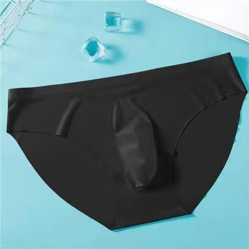 1/2 Pair of 3D Molded U-Convex Pouch Seamless Men's Underwear, Ice Silk Breathable Ultra-Thin Sexy Trendy Men's Briefs