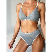 Women Cotton Seamless Bra Set Low Waist Panties Nonwire Bral