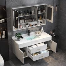 Slate bathroom cabinet combination marble washbasin cabinet washbasin ruler washstand bathroom basin black 60 units