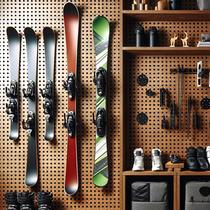 iwood ski accessories storage ski hole board ski display rack hanging equipment wall