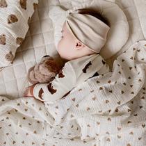 Korean summer ultra-thin gauze bamboo fiber thin newborn blanket blanket childrens square blanket outing bath towel