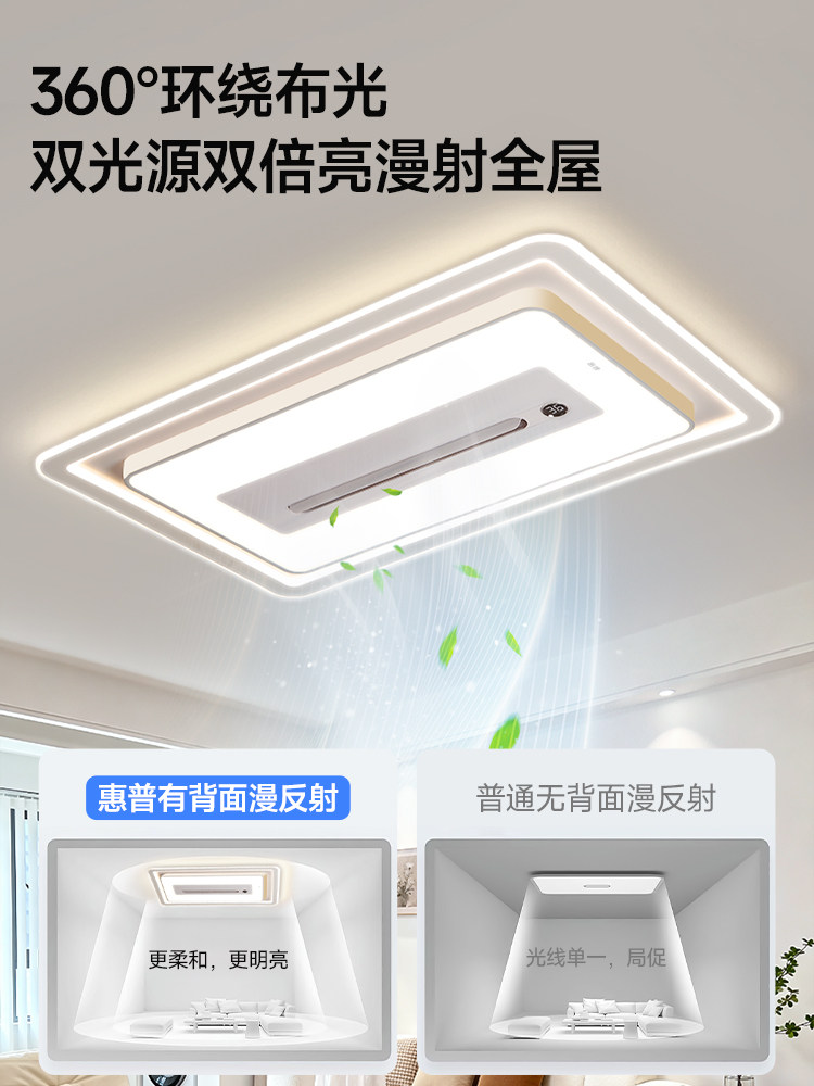 Hp Lighting Living Room Ceiling Light 2025 New Model Bladeless Fan Light Simple Bedroom Dining Room Ceiling Fan Light Electric Fan Light