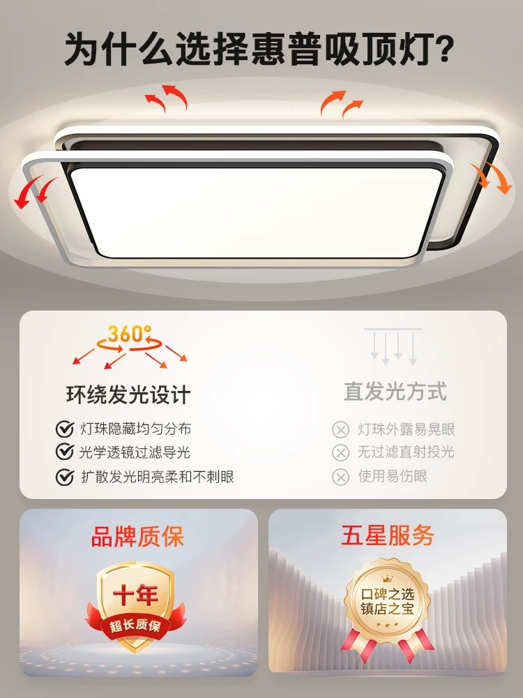 Hp Lighting Living Room Main Light 2025 New Ceiling Light Modern Simple and Elegant Whole House Lighting Package Combination