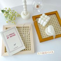 ins rattan solid wood pallet wooden storage tray rattan woven mat photo props photography background internet celebrity ornaments