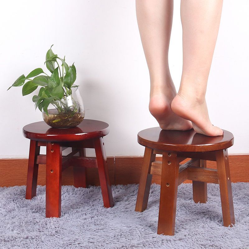 实木小板凳橡木成人儿童家用圆凳网红时尚创意简约茶几喜庆换鞋凳
