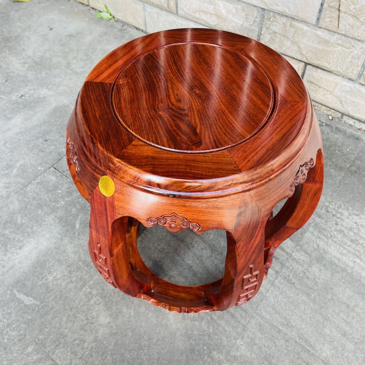 国标红木刺猬紫檀雕花圆形凳子家用换鞋凳洗脚凳钢琴凳实木鼓凳