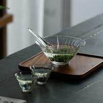 Glass petal bowl green tea tea bowl Japanese matcha bowl imitation Song Dynasty tea cup birds nest bowl lotus root starch dessert salad bowl