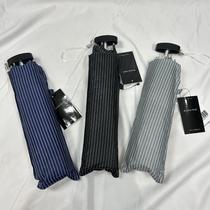 Japans lightweight 183g ultra-flat folding umbrella classic striped style three-fold manual portable gentlemans umbrella