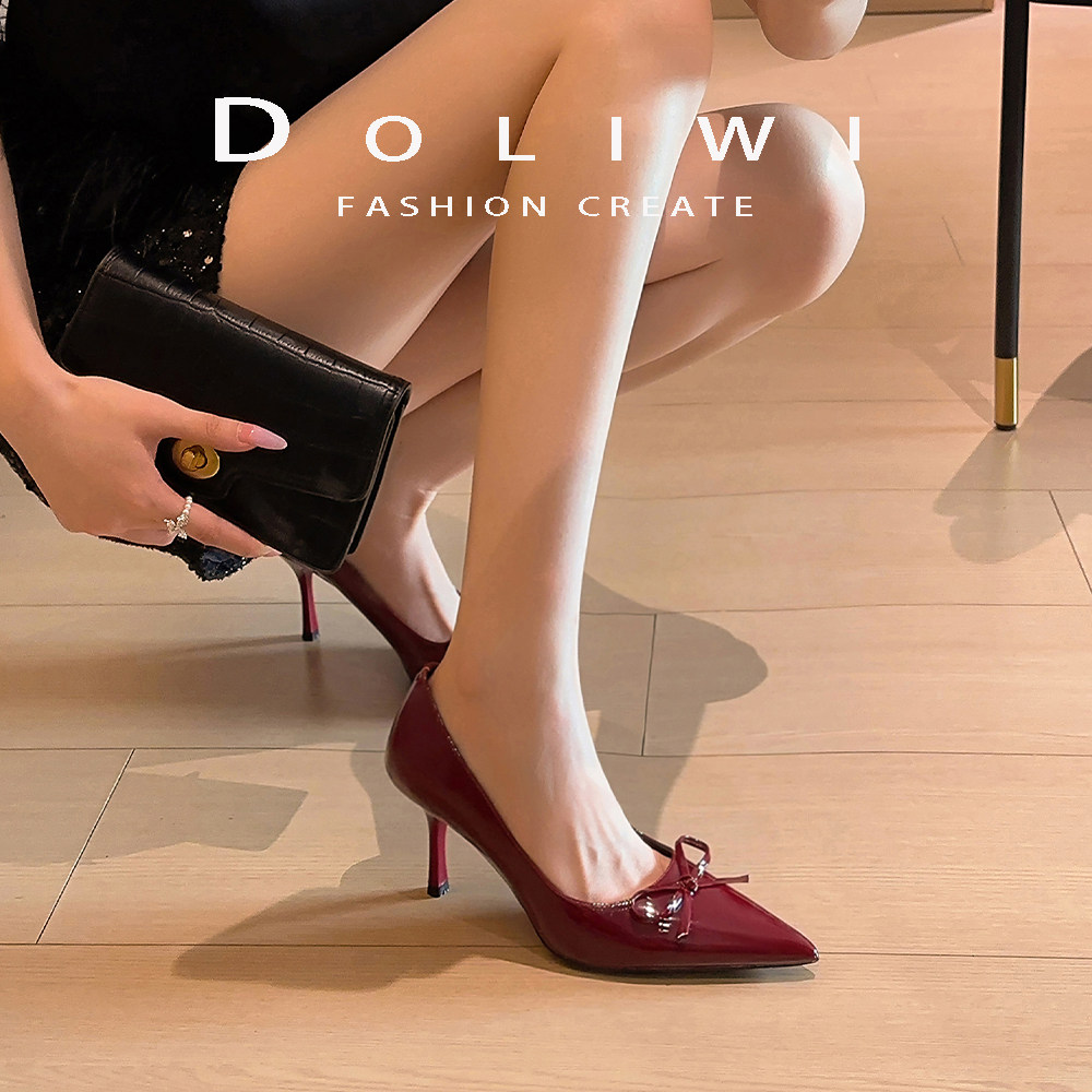 2026 Spring/Autumn New Style Pointed Toe Stunning Red Bow Low-Cut High Heels for Women - Elegant, Comfortable, Stiletto Heels