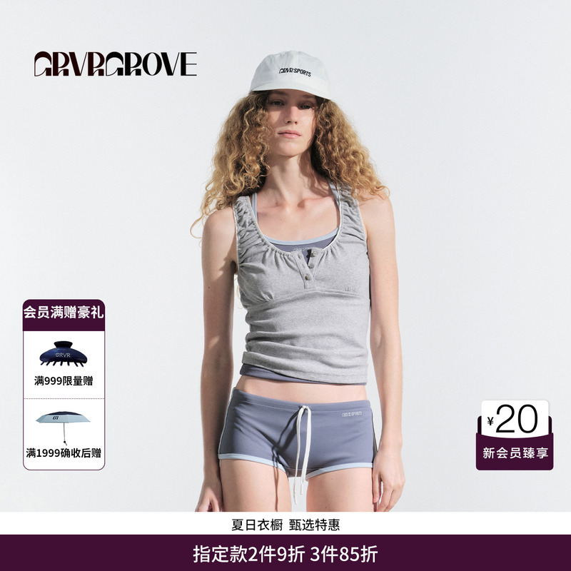 Grvr Grove Official Flagship Store Hs Summer Style Women's Knitted Sleeveless Short Vest Gm5Sl06M Grvr Grove Official Flagship Store Hs Summer Style Women's Knitted Sleeveless Short Vest Gm5Sl06M