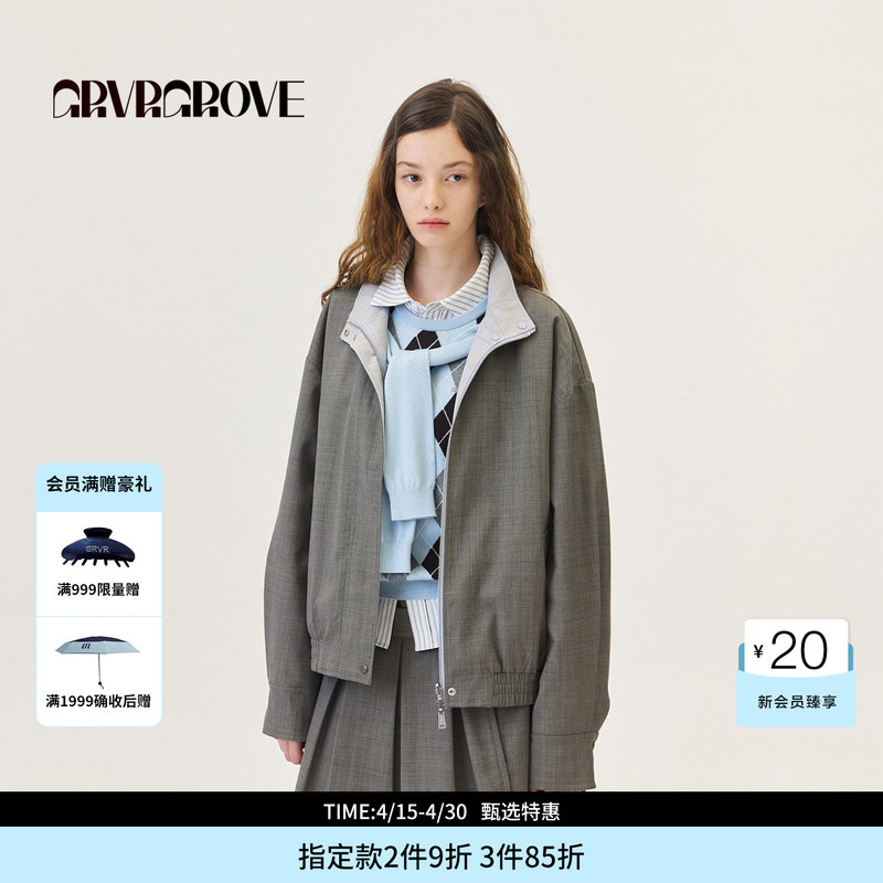 Grove Official Flagship Store 2026Ps Spring New Style Reversible Small Stand-Up Collar Jacket Gp26Jpc07