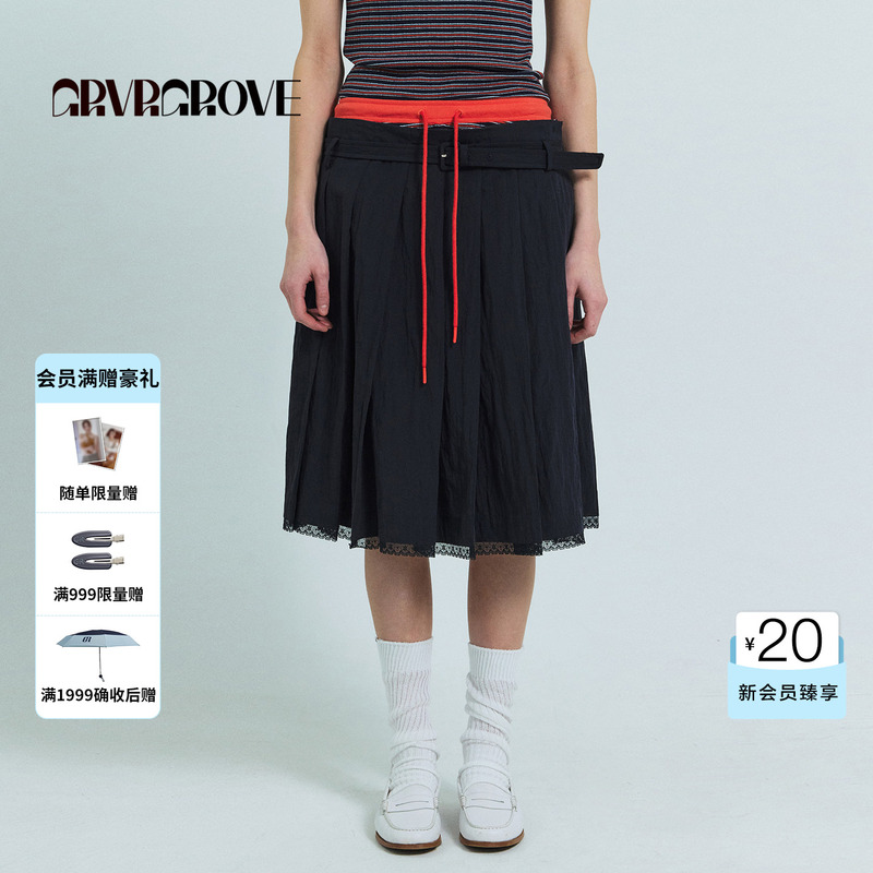 [Same Style as Lin Nalian] Grove Official Flagship Store 2026Ss New Spring/Summer Long Skirt Gs26Skk08