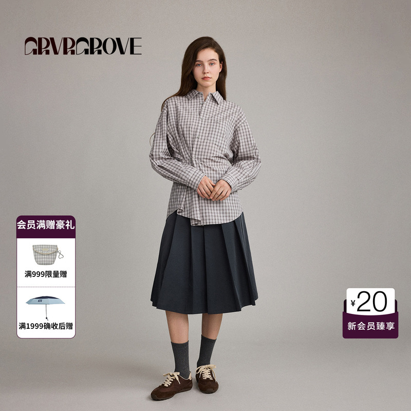 Grvr Grove Official Flagship Store 26Fw New Autumn Retro Plaid Long-Sleeved Shirt Gf26Shc60 Grvr Grove Official Flagship Store 26Fw New Autumn Retro Plaid Long-Sleeved Shirt Gf26Shc60