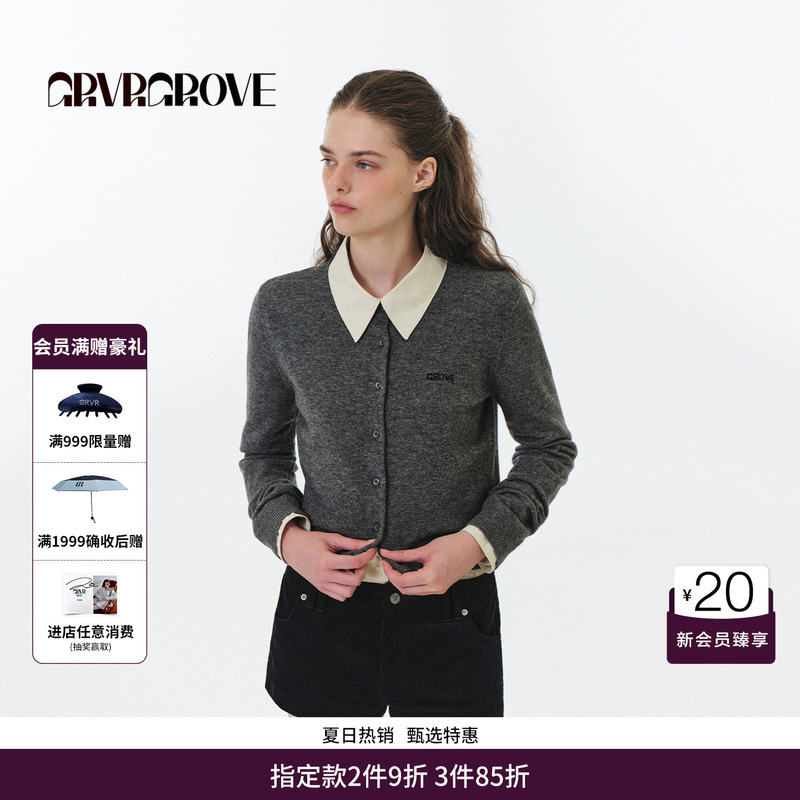 [Celebrity Style] Grvr Grove Official Flagship Store Long-Sleeved Knitted Cardigan Gf5Kn05J