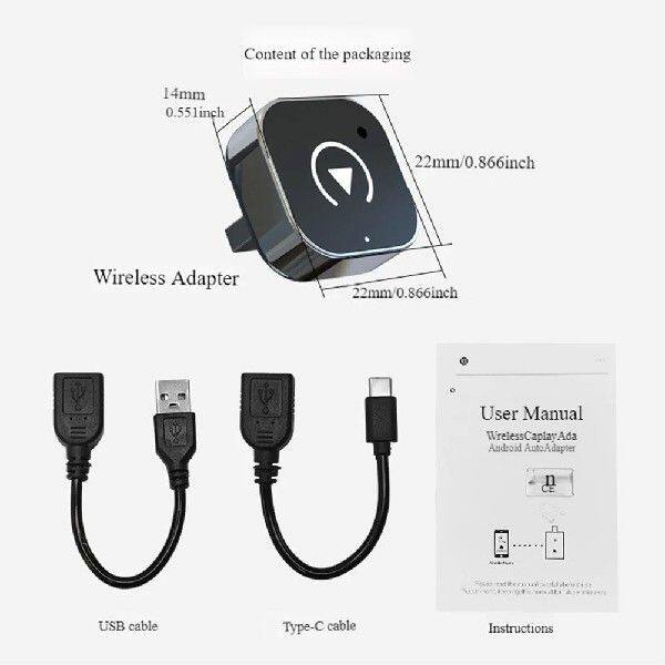 2 in 1 Wireless CarPlay Android Auto Adapter BT 5.0
